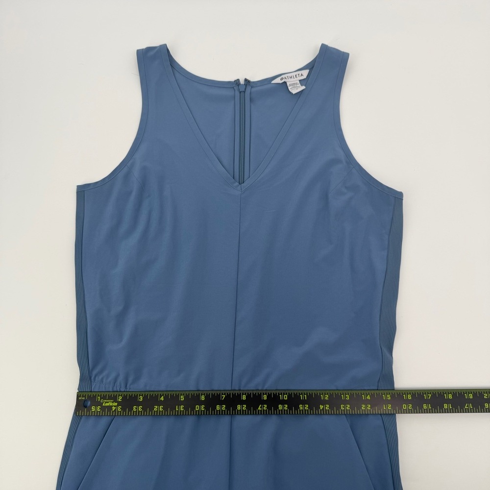 ATHLETA Brooklyn Jumpsuit Womens Size 8 Blue Sleeveless Athletic V Neck - Picture 13 of 14